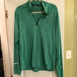 Men’s Nike Running dri-fit quarter zip green long sleeve shirt